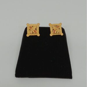 916 Plain Gold Square Earring For Ladies MJ-E009