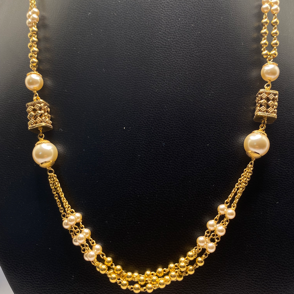 22k Gold Antique pearls necklace Bj-APN001 - Image 2