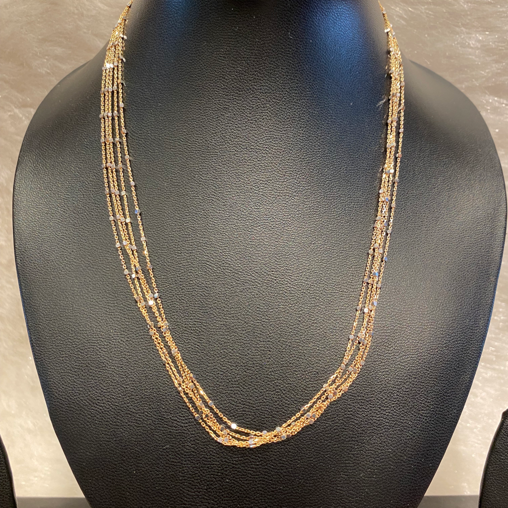 Italian rose gold five line chain