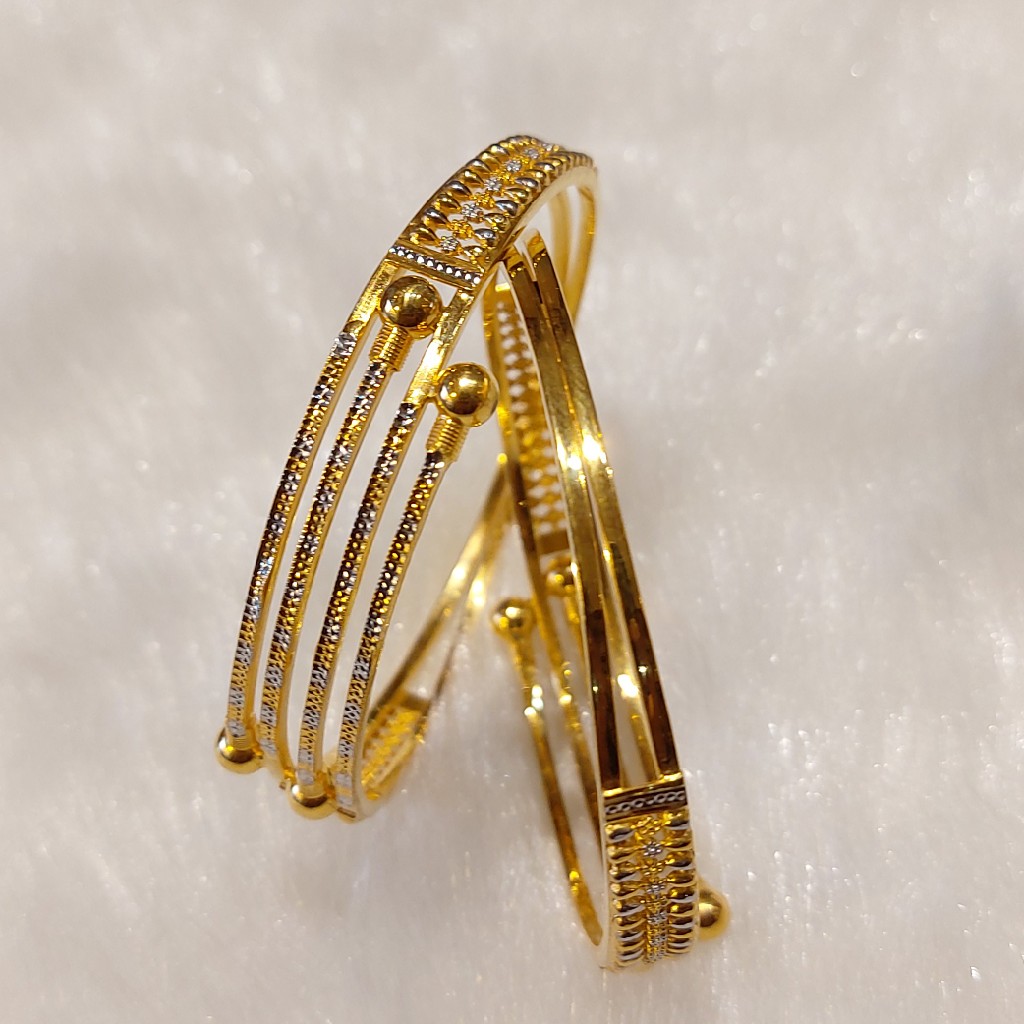 22K Gold Fancy Triple Pipe Copper Kadli - Image 4