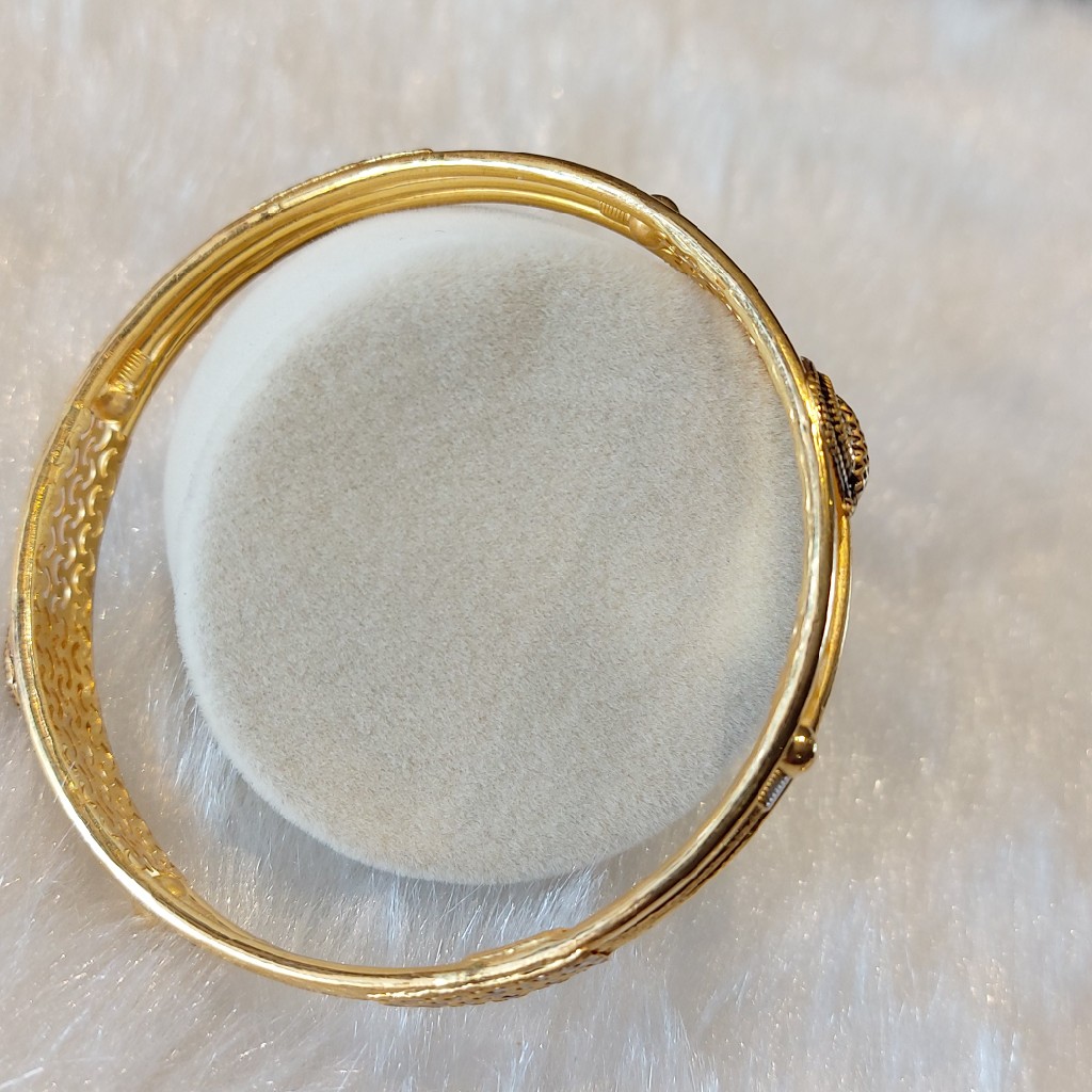22KT Gold Antique Copper Kadli Bangle - Image 4