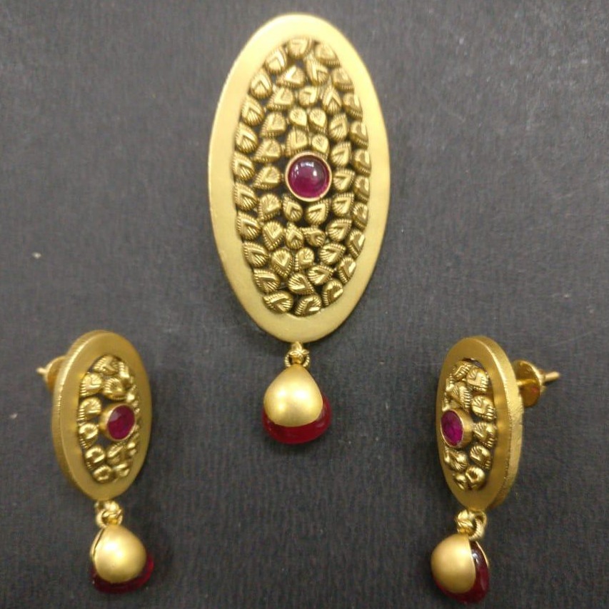 916 Gold Fancy Oval Shape Pendant Set BJ-PS003
