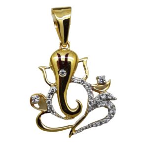 22KT Gold CZ Ganesh Design Pendants