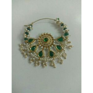 Gold Traditional Rajwadi Nath With Pearls