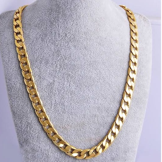 22kt gold fancy cut chunky chain for men jkc004