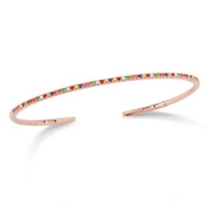 Delicate 18kt rose gold and multi coloured diamond bracelet for women jkb0010