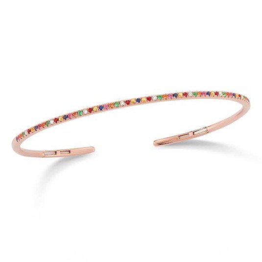 Delicate 18kt rose gold and multi coloured diamond bracelet for women jkb0010