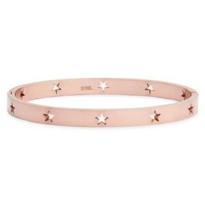 18kt rose gold machine cut star unisex bracelet jkb016