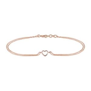 18kt rose gold and diamond delicate heart shaped chain bracelet jkb018