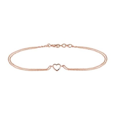 18kt rose gold and diamond delicate heart shaped chain bracelet jkb018