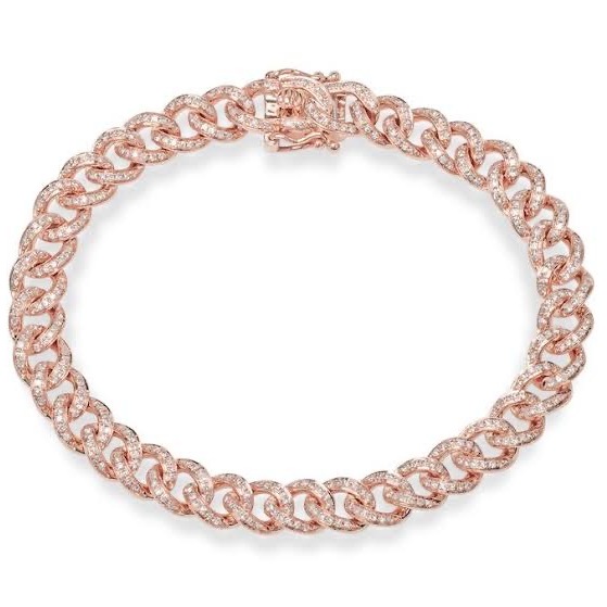 18kt rose gold machine cut chunky bracelet for women jkb043