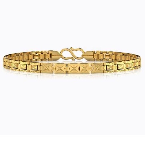 22kt, 916 Hall-Marked small rectangle pattern Yellow Gold Bracelet For Men JKB069