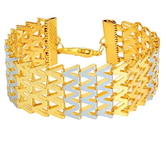 22kt, 916 Hall-Marked broad singaporean pattern Yellow Gold Bracelet For Men JKB070