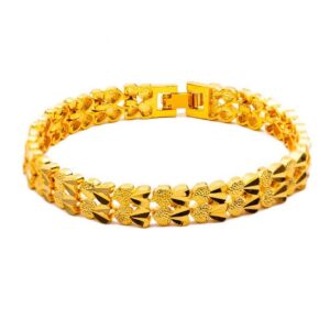 22kt, 916 Hall-Marked matte glossy combination singaporean Yellow Gold Bracelet For Men And Women JKB074