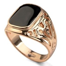 22kt gold black stone ring for men jkr001