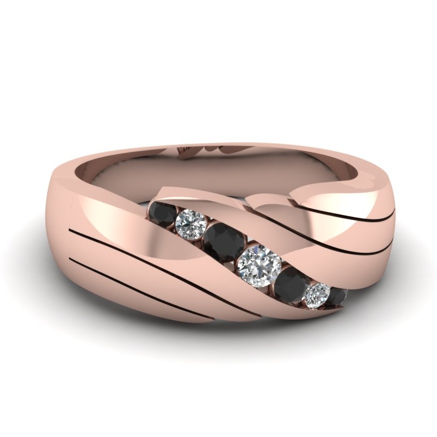 22kt gold, black and white colored diamond ring for men jkr002