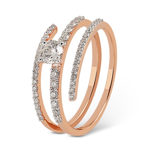 22kt gold and diamond layer ring for women jkr004