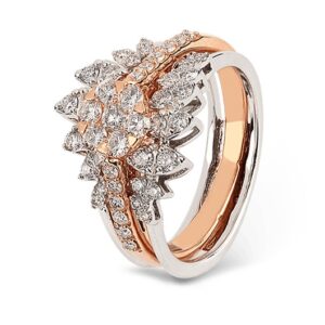 22kt gold and diamond studded floral design engagement ring for women jkr006