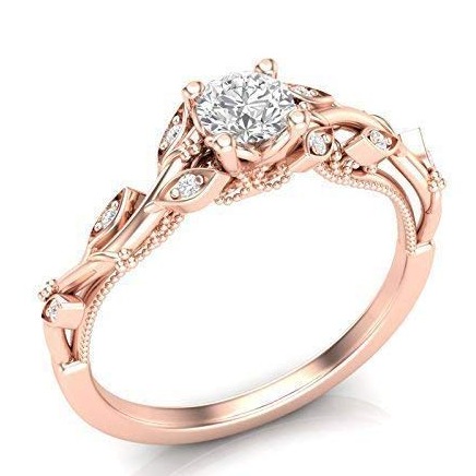22kt gold and diamond floret leafy ring for women jkr014
