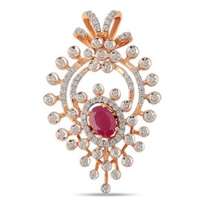 22kt gold, diamond and colored stone designer pendant for women jkp004