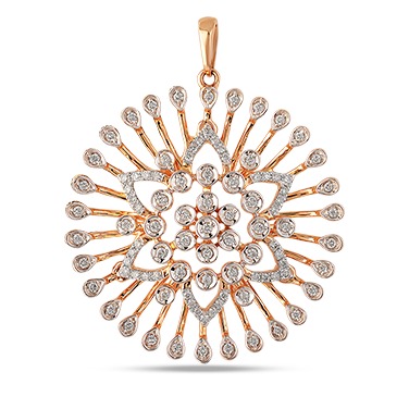 22kt gold and diamond round shaped pendant for women jkp005