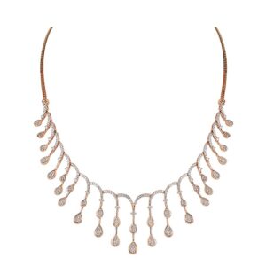22kt gold and diamond studded delicate evening necklace jkn002
