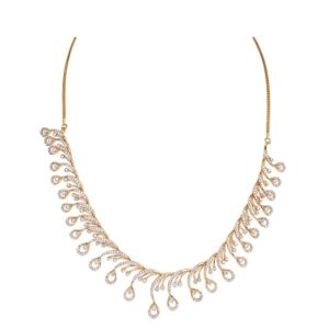 22kt gold and diamond studded drop design necklace jkn003