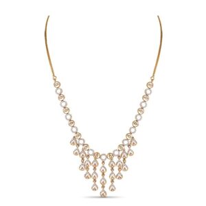 22kt gold and diamond studded rounded design necklace jkn004