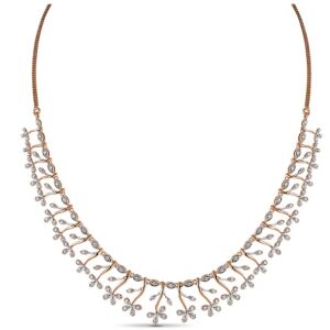 22kt gold and diamond studded floral design necklace jkn005