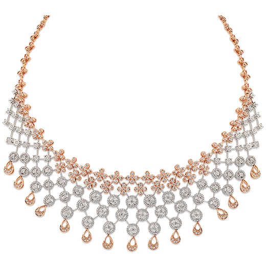 22kt gold and diamond inter-linked necklace jkn007