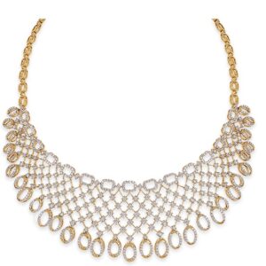 22kt gold and diamond studded loop design necklace jkn006