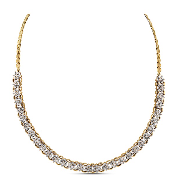 22kt gold and single line of diamonds necklace jkn008