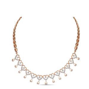 22kt, 916 hall-marked, yellow gold heart sequence of american diamonds fancy necklace jKN011