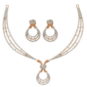 22kt, 916 hall-marked, white and rose gold  design curvy lined fancy necklace jkn013