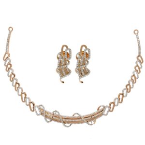22kt, 916 Hall-Marked, White And Rose Gold loop wired pattern Necklace JKN015