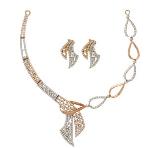 22kt, 916 Hall-Marked, White And Rose Gold Loop Wired Pattern Necklace JKN015