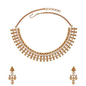22kt, 916 Hall-marked, Yellow Gold Symmetrical linings design necklace jkn016