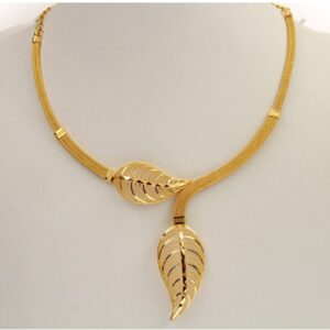 22kt, 916 hall-marked, yellow gold Birch leaf joining design necklace jkn017