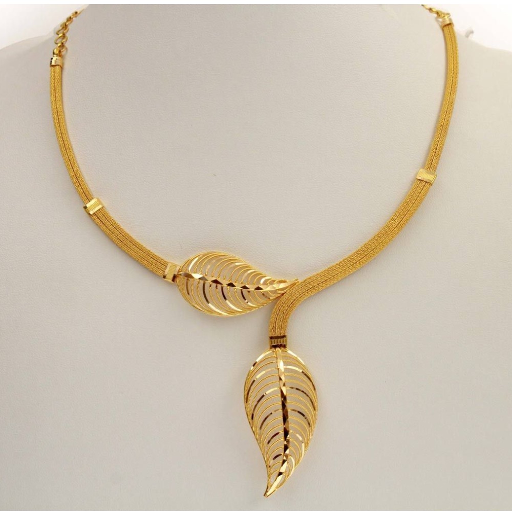 22kt, 916 hall-marked, yellow gold Birch leaf joining design necklace jkn017