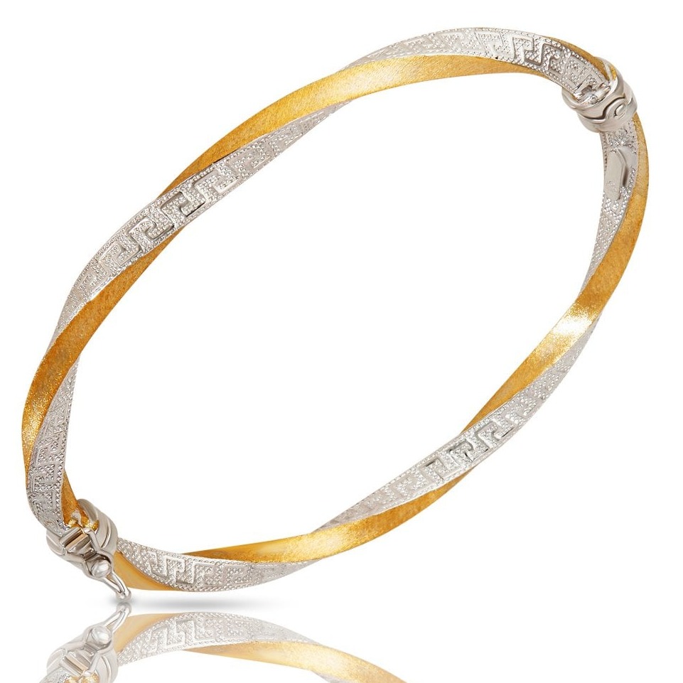 22kt, 916 Hall-Marked, Yellow and white Gold freestyle knitting Design Hand Band For Women JKB303