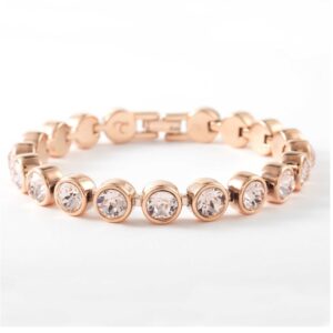 22kt, 916 Hall-Marked, Rose Gold Symmetrical Round Stones/Diamonds (Customisable) Hand Band For Women Jkb309