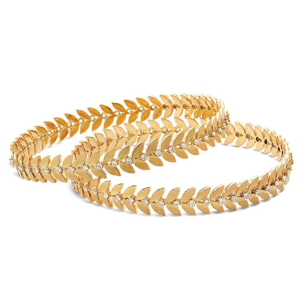 22kt, 916 Hall-Marked, yellow gold small lotus flowers arranged design pair of Hand Band For Women Jkb310