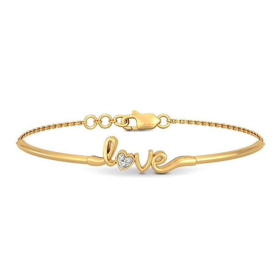 22kt, 916 hall-marked, yellow gold cursive written LOVE hand band for women jkb312