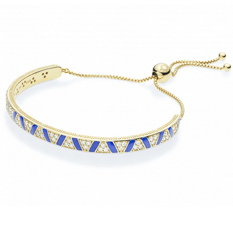 22kt, 916 Hall-Marked, Yellow Gold half triangular pattern of blue lines and white diamonds Hand Band For Women Jkb313