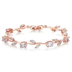 22kt, 916 Hall-Marked, Rose Gold with leaf and circle of diamonds Hand Band For Women JKB320