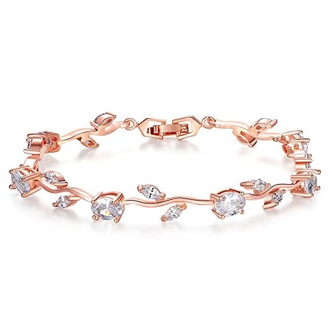 22kt, 916 Hall-Marked, Rose Gold with leaf and circle of diamonds Hand Band For Women JKB320