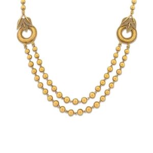 22kt, 916 Hall-marked, Yellow Gold double line vertical mala design necklace for women jkn018