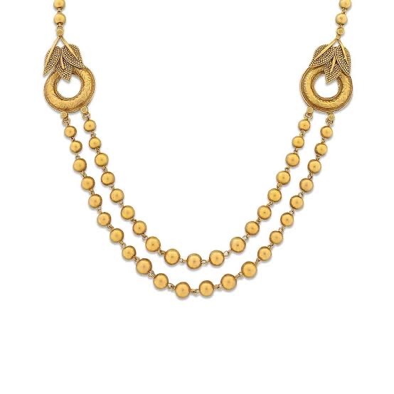 22kt, 916 Hall-marked, Yellow Gold double line vertical mala design necklace for women jkn018