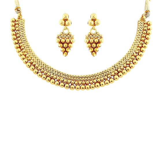 22kt, 916 Hall-Marked, Yellow Gold round hanging balls Design Necklace For Women Jkn019
