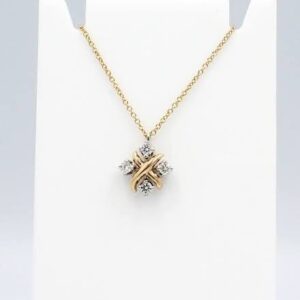 22kt, 916 Hm, Yellow Gold small square with diamonds Pendant Jkp015.
